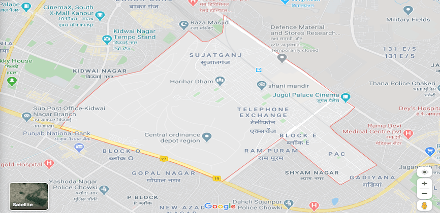 Shyam Nagar Kanpur Map
