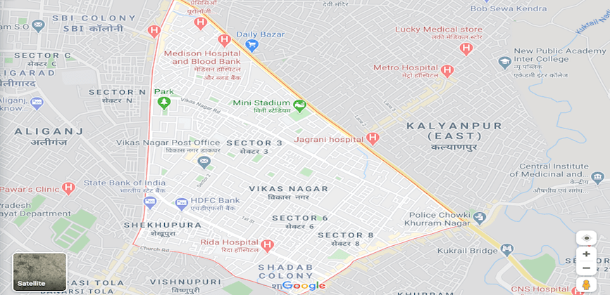 Vikas Nagar Lucknow Map